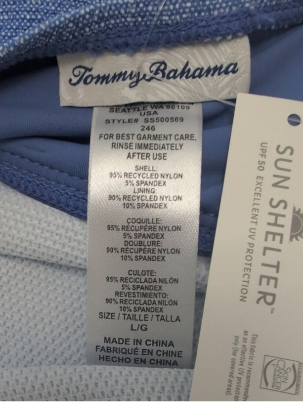 Tommy Bahama Island Cay Blue Halter Swimdress Large Sun Shelter - Picture 7 of 14